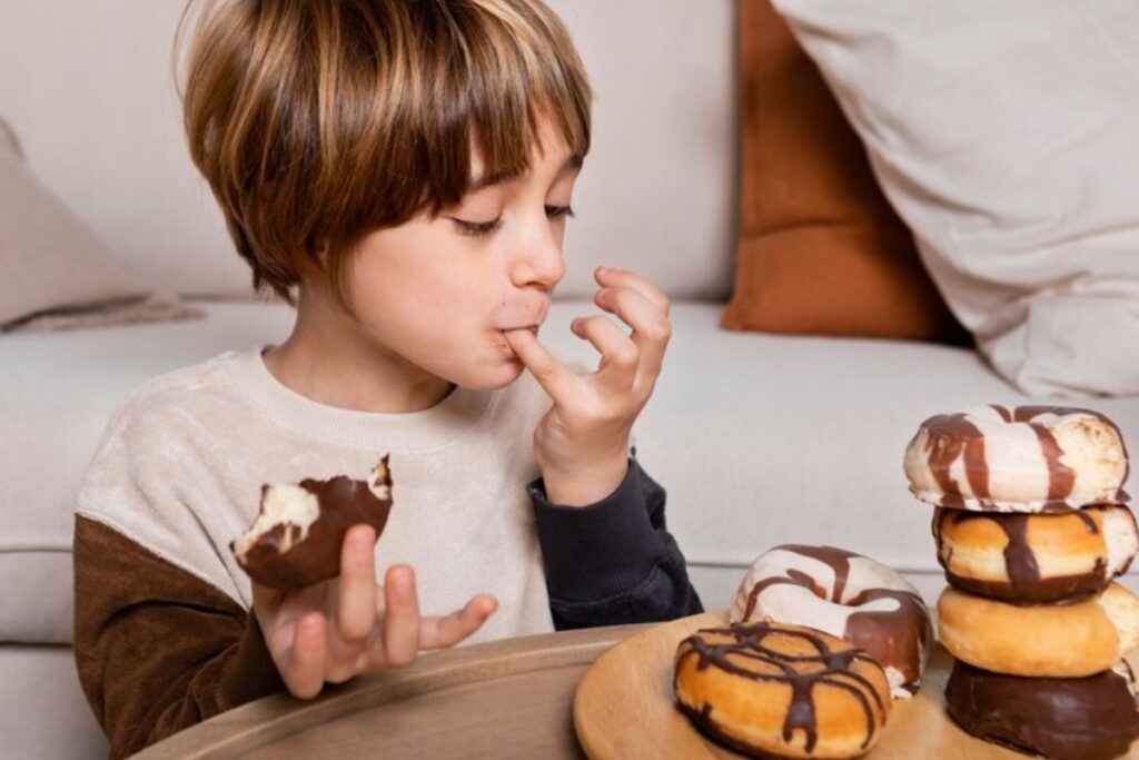 a child in dallas eating sugary foods